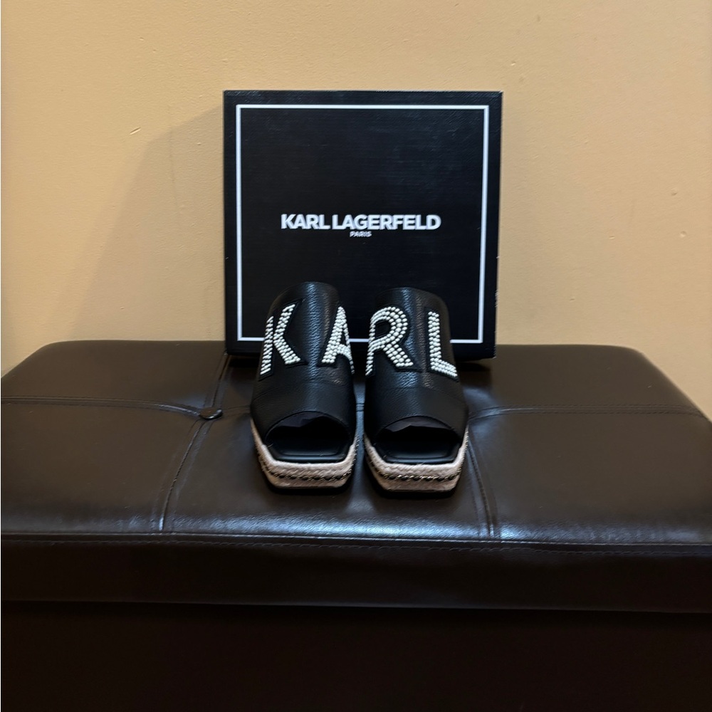Selling Karl Lagerfeld black slip on espadrille